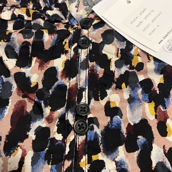 Beachlunchlounge Piper Ecovero Top Multicolored Abstract Blouse D35 - Picture 9 of 13